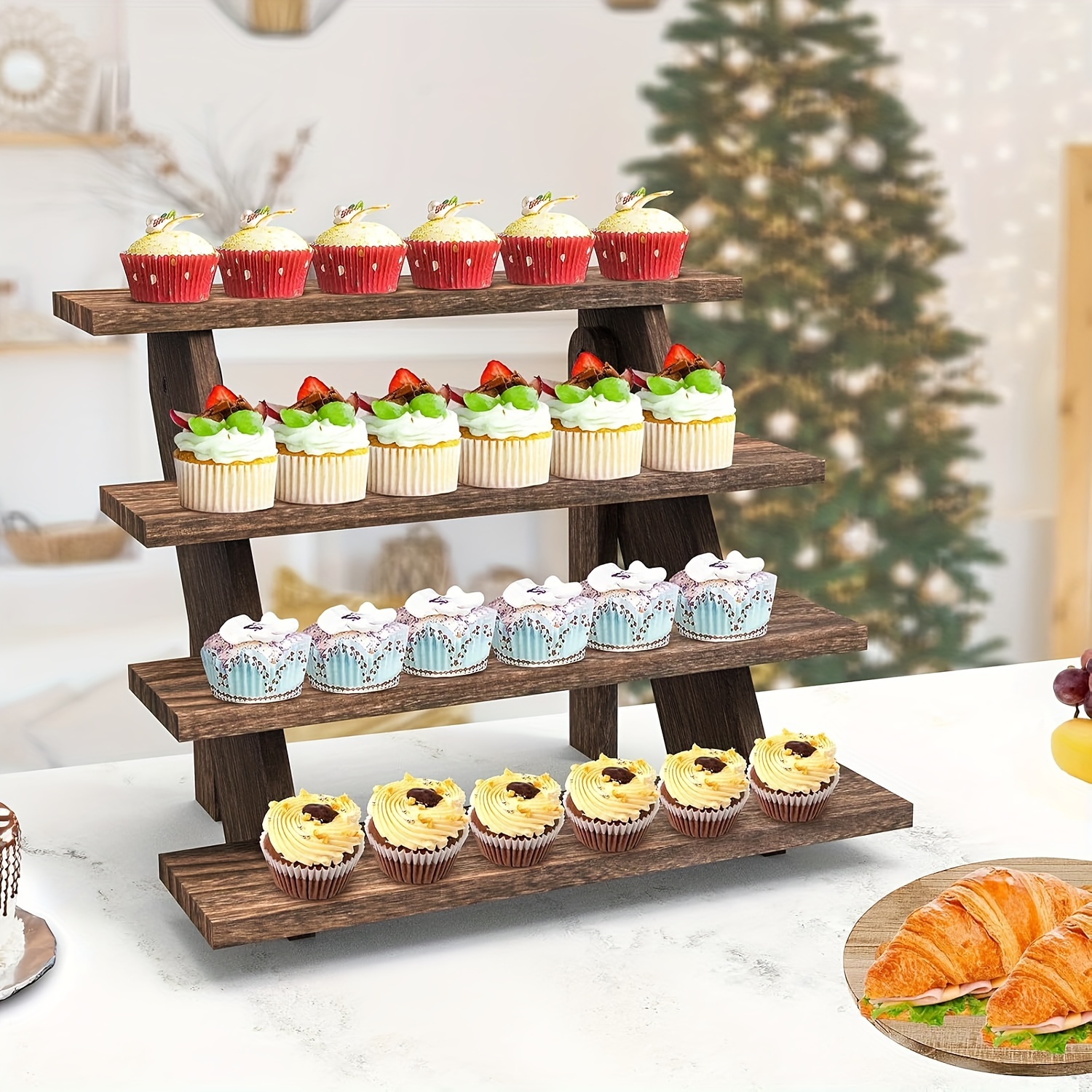 Cupcake Stand Tier - 2 Wooden Cupcake Stand - 4-Tier