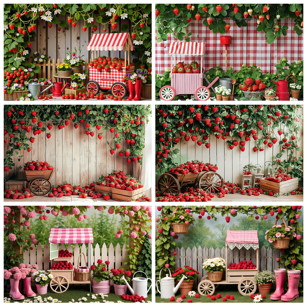 Party Event Supply Store - Red Strawberry Store Photography Background Flower