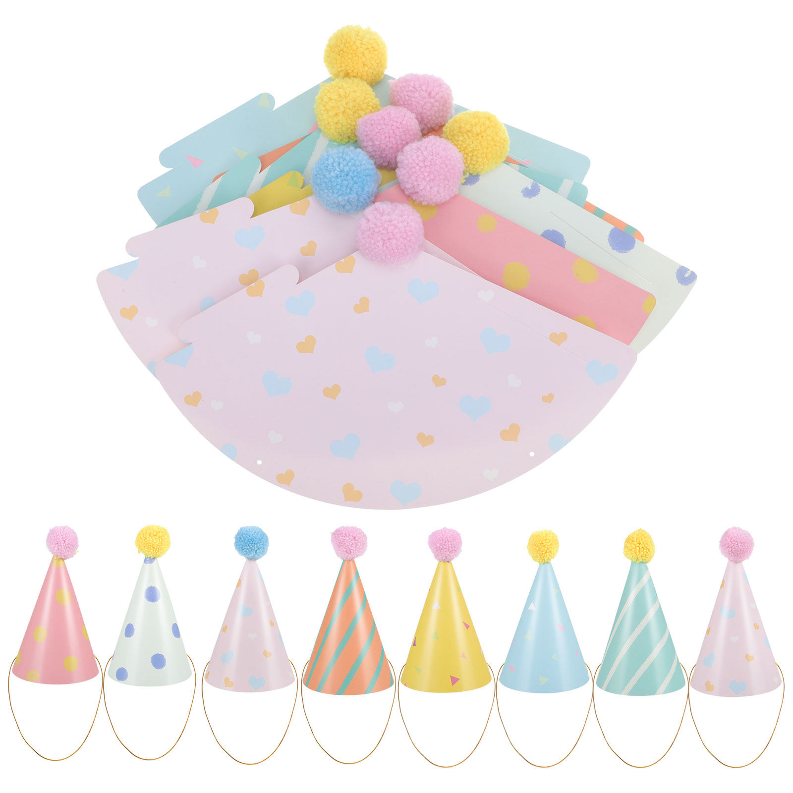 Party Hat Cone - 16Pcs Birthday Hats Paper Cone Caps