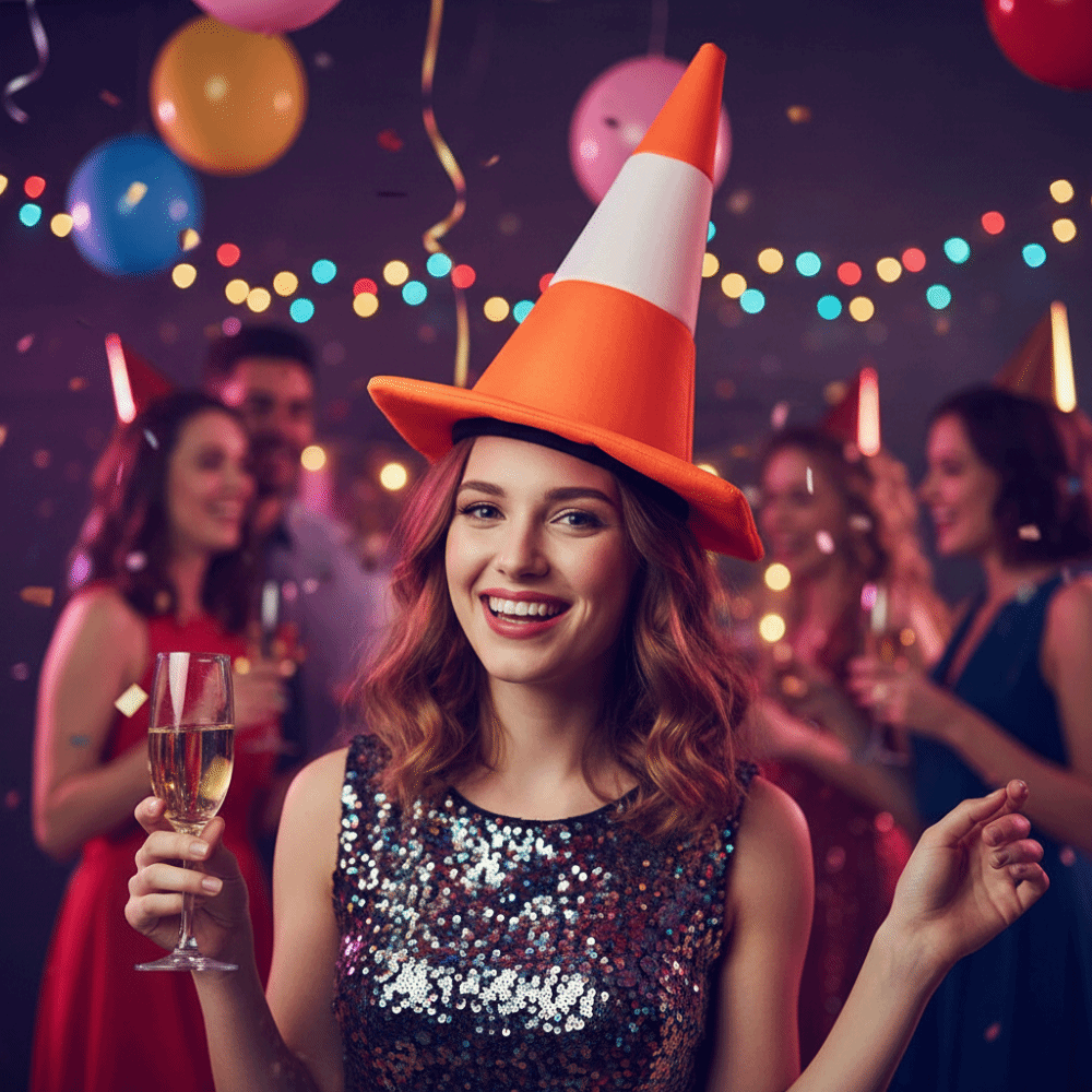 Party Hat Cone - Carnival Foldable Traffic Cone Hat All