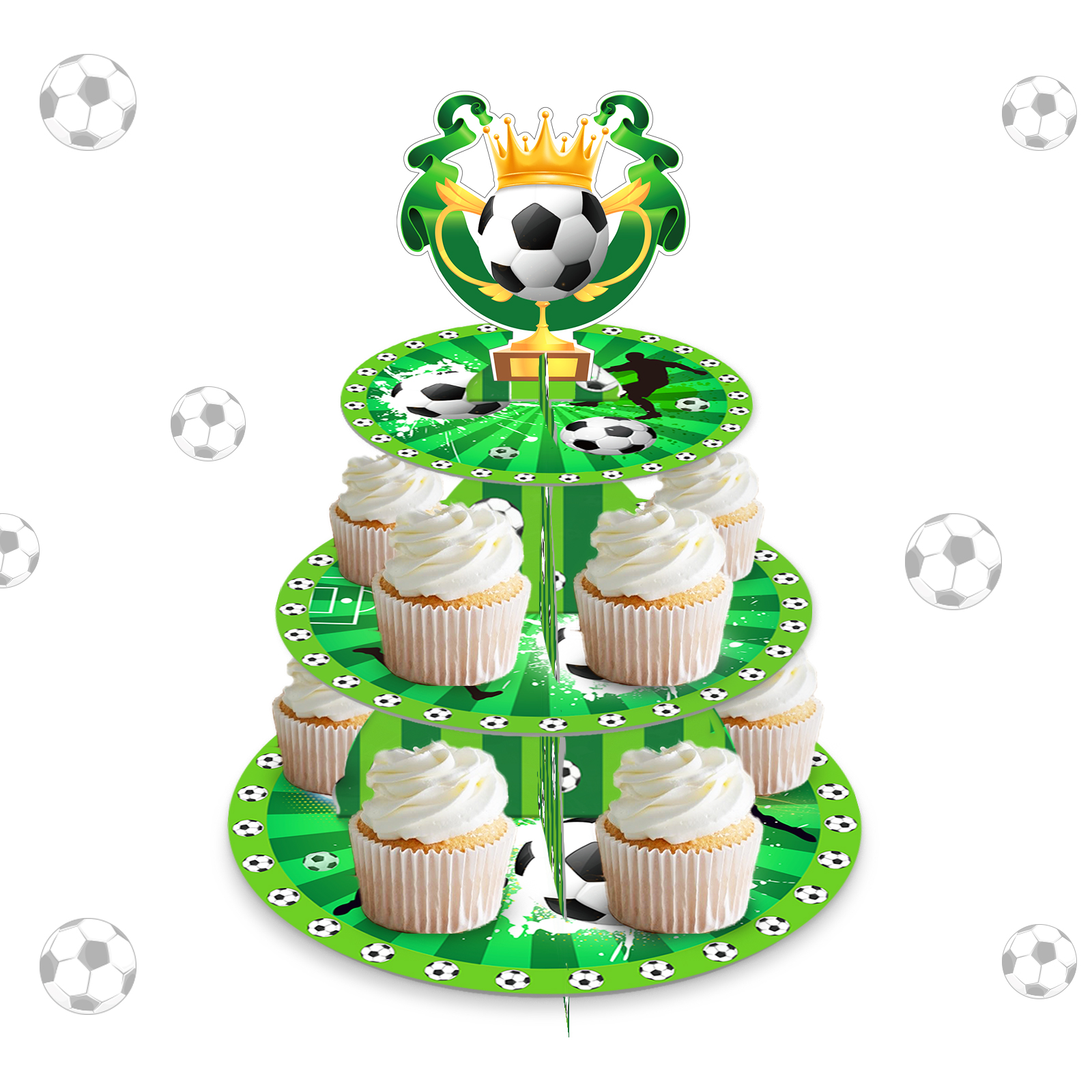 Cupcake Stand Tier - 3 Tier Football Sports Soccer Party