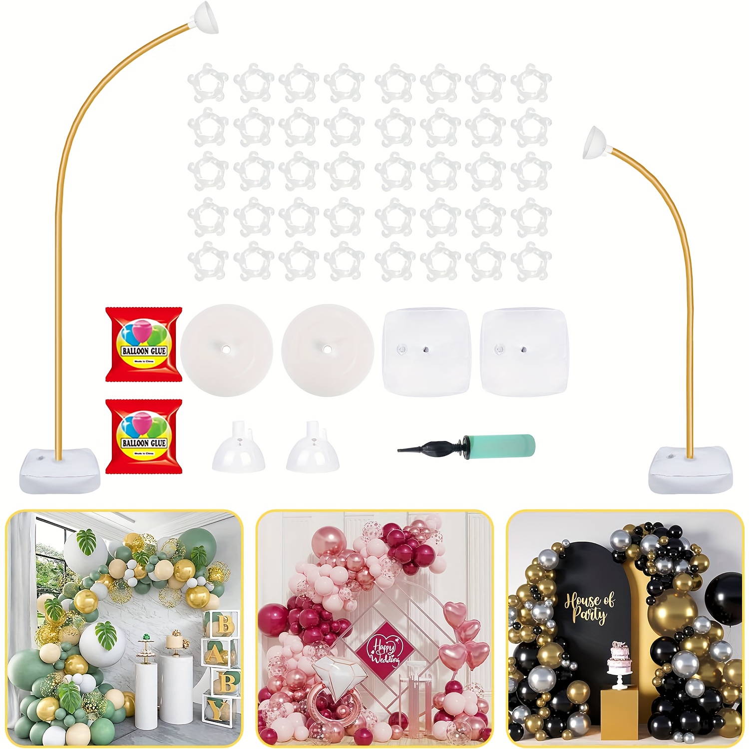Supply Event - 9.35ft & 6ft Golden Balloon Arch