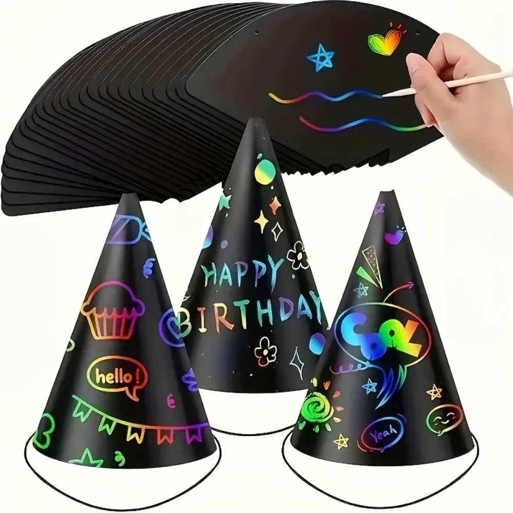 Party Hat Cone - 12Pcs Art Party Hats Set with