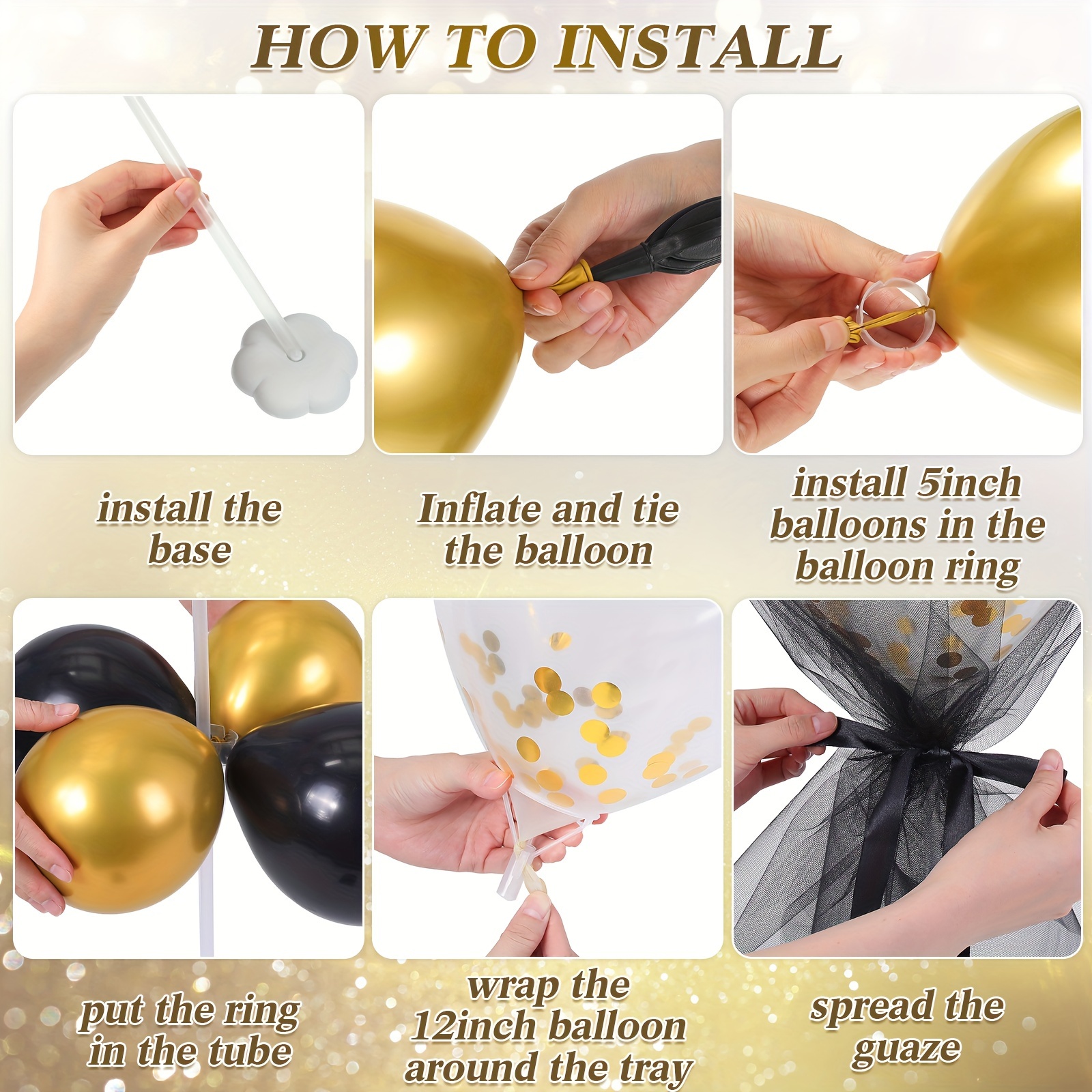 8 Set, Black & Gold Balloon Ce – Centerpiece Stick recenzja i cena