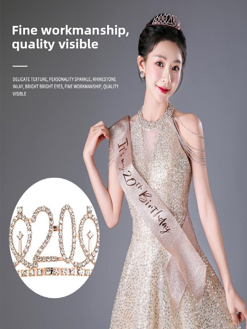 Champagne Gold Sparkle Crown S – Birthday Sash Glitter recenzja i cena