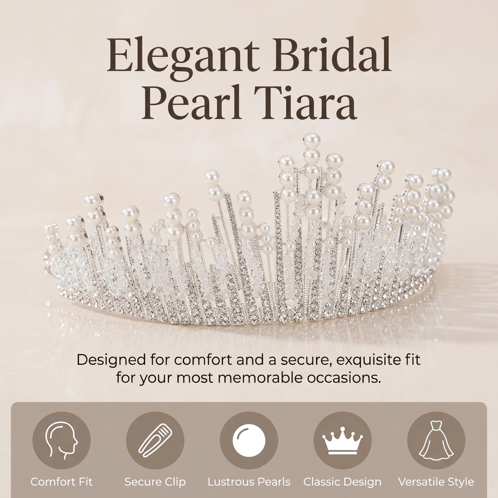 Bridal Pearl Crown Headpiece E – Event & Party Supply recenzja i cena