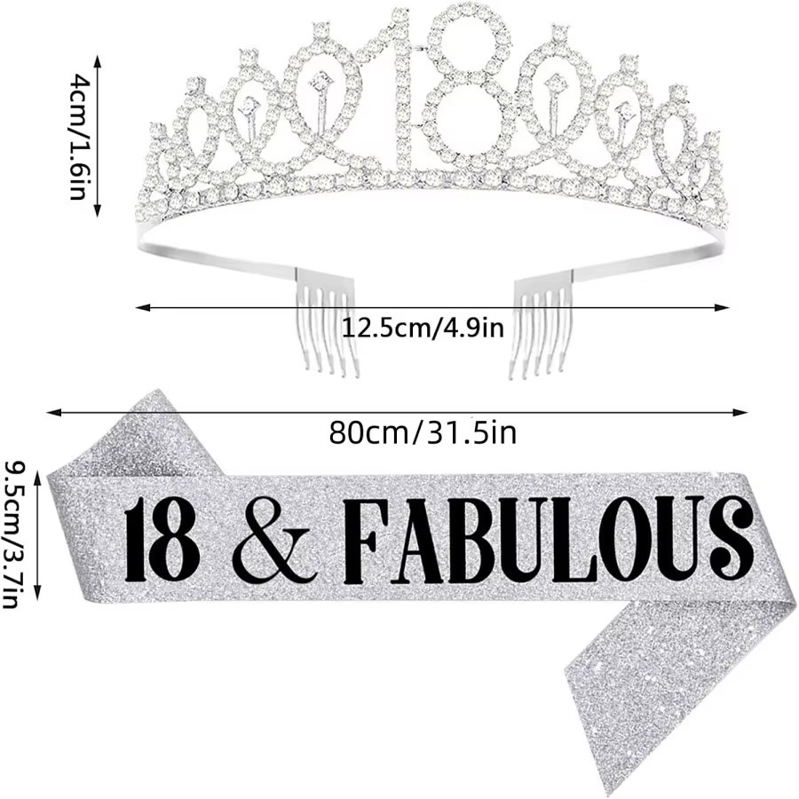 Glitter Silvery Birthday Tiara – Birthday Sash Glitter recenzja i cena