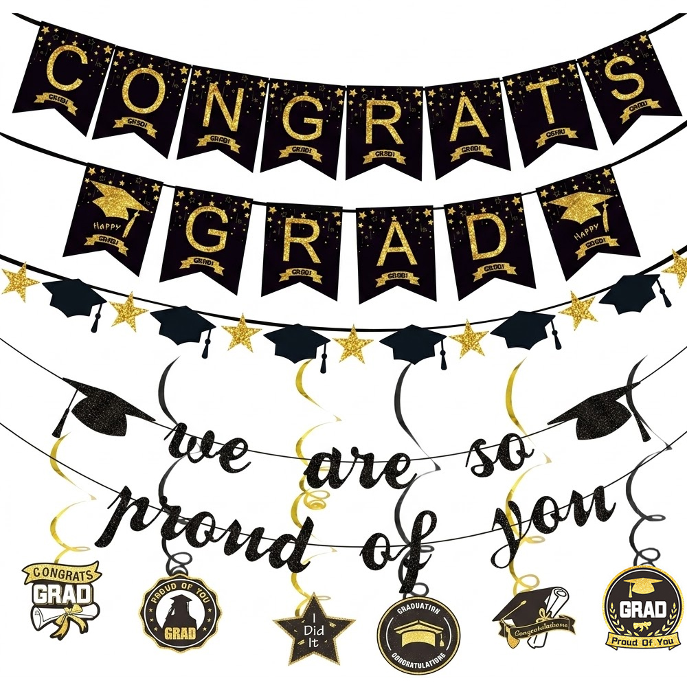 Graduation Party Decoration Se – Party Banner Gold recenzja i cena