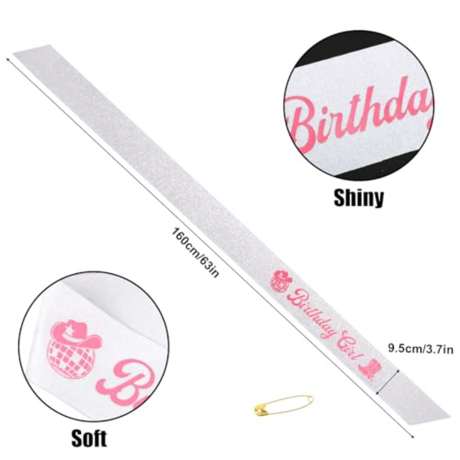Birthday Girl Sash Pink Disco  – Birthday Sash Glitter recenzja i cena