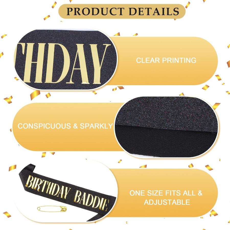 BIRTHDAY BADDIE Sash Black Gli – Birthday Sash Glitter recenzja i cena