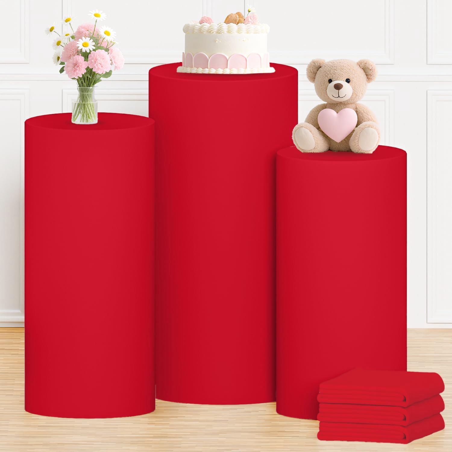 Yeele Red Cylinder Stand Cover – Dessert Table Backdrop recenzja i cena