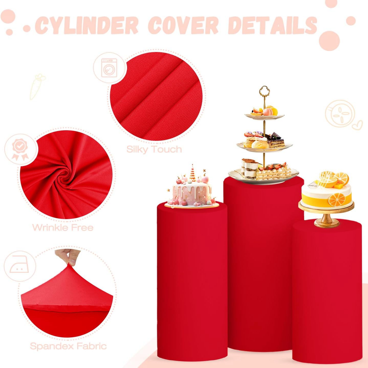 Yeele Red Cylinder Stand Cover – Dessert Table Backdrop recenzja i cena