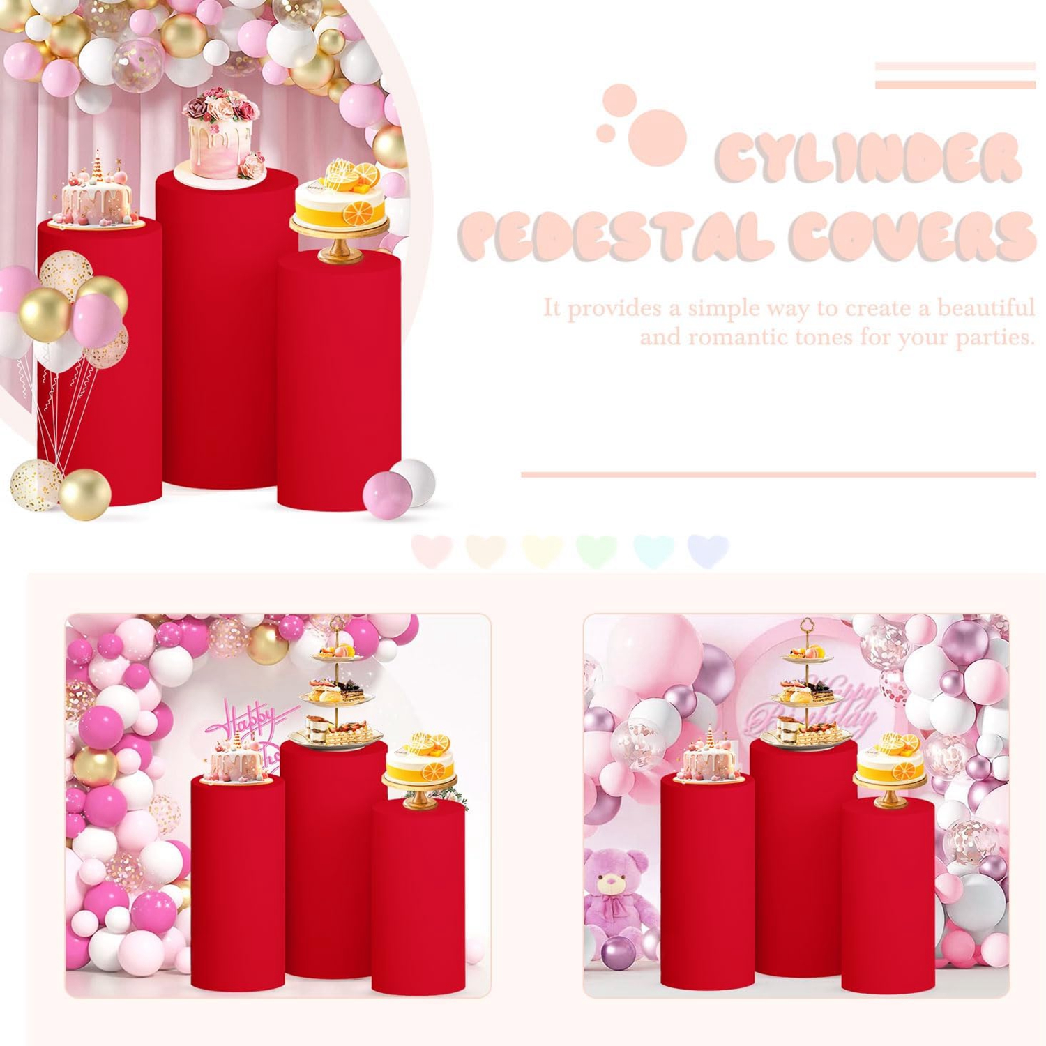 Yeele Red Cylinder Stand Cover – Dessert Table Backdrop recenzja i cena
