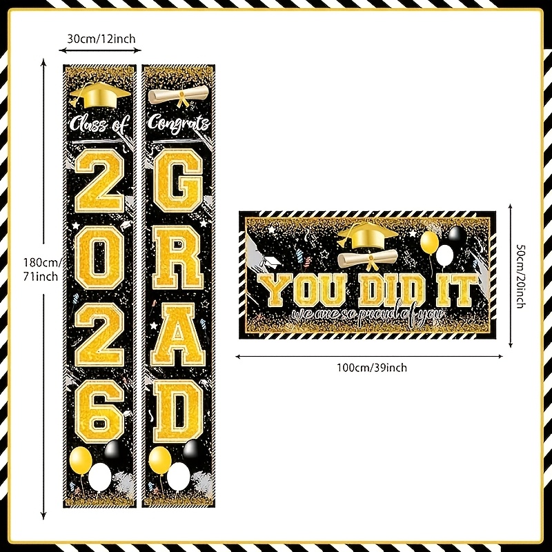2D 3Pcs 2026 Graduation Banner – Party Banner Gold recenzja i cena
