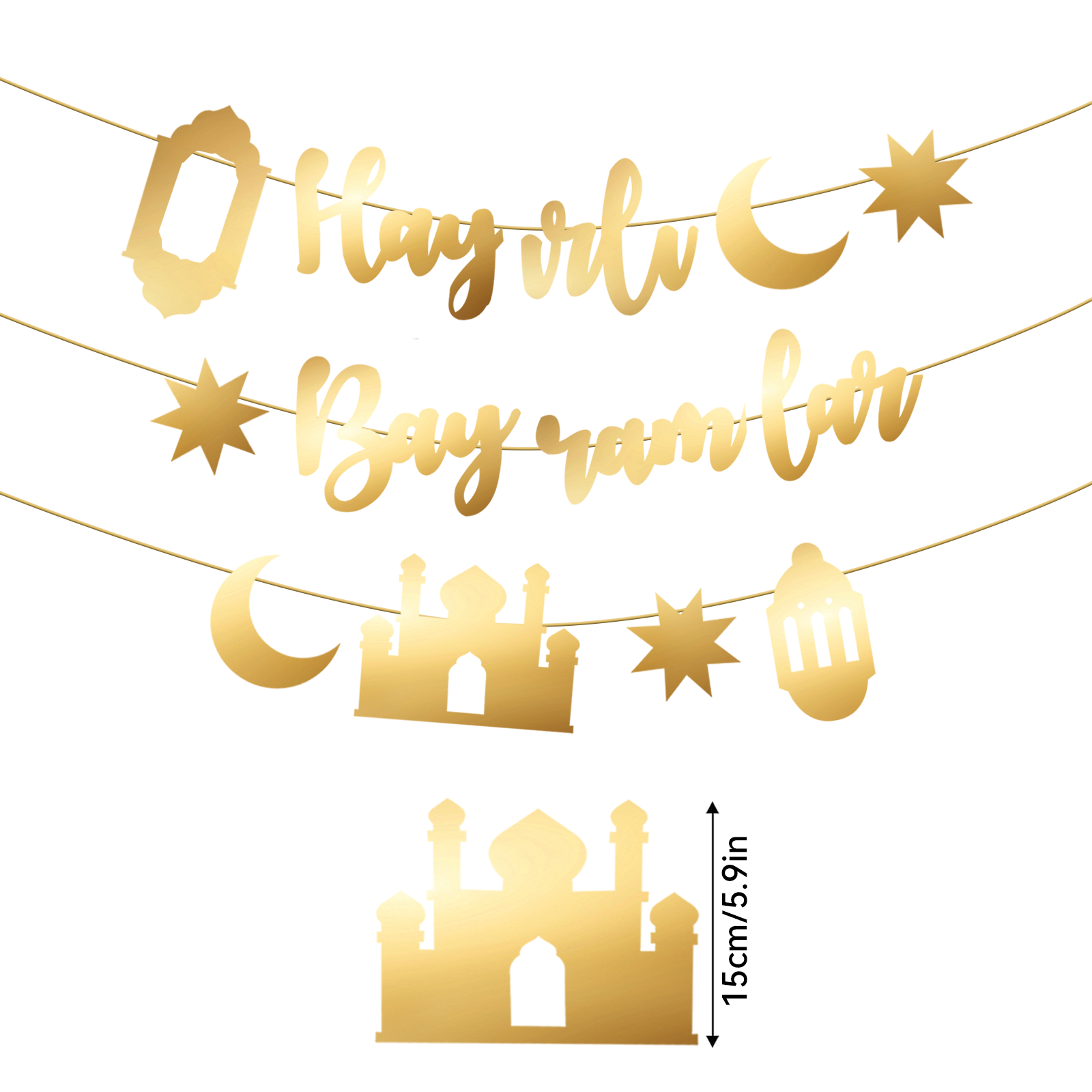 Hayirli Bayramlar Garland Deco – Party Banner Gold recenzja i cena