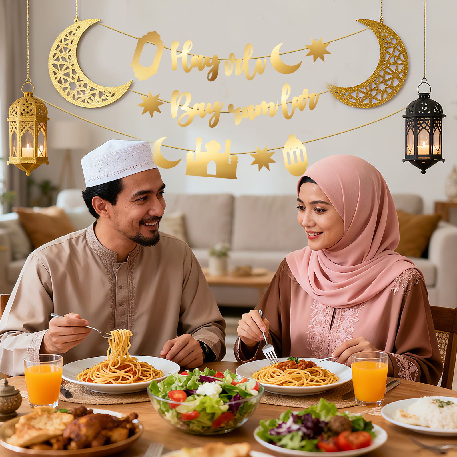 Hayirli Bayramlar Garland Deco – Party Banner Gold recenzja i cena