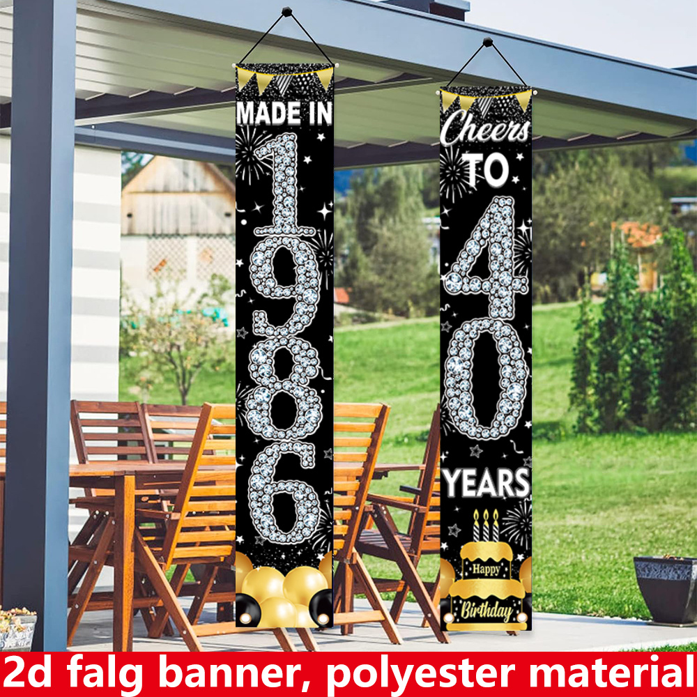 2Pcs 2D Flat 40th Birthday Ban – Party Banner Gold recenzja i cena