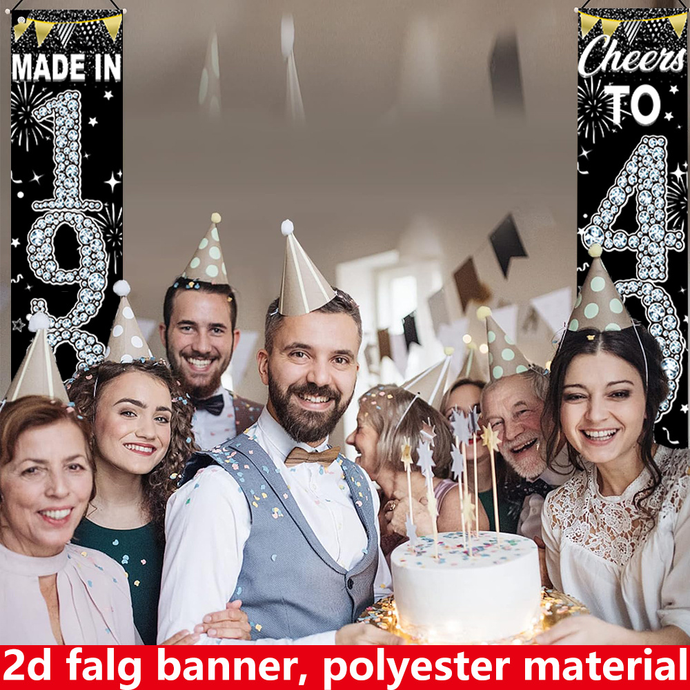 2Pcs 2D Flat 40th Birthday Ban – Party Banner Gold recenzja i cena