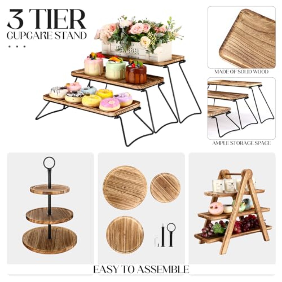 Set of 3 Wood Cupcake Stand 3  – Cupcake Stand Tier recenzja i cena