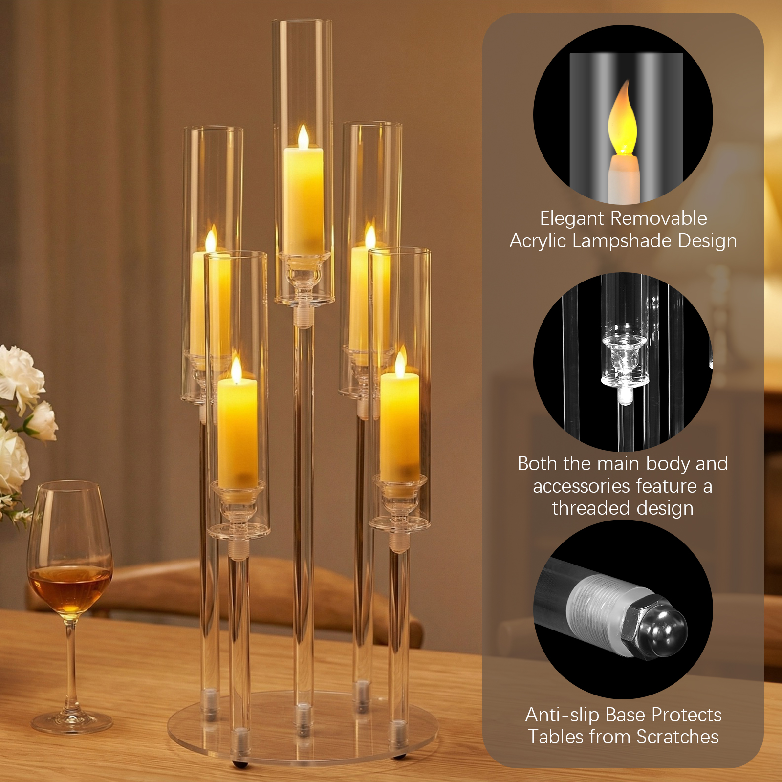 20/10PCS 5 Arm Acrylic Candles – Centerpiece Stick recenzja i cena
