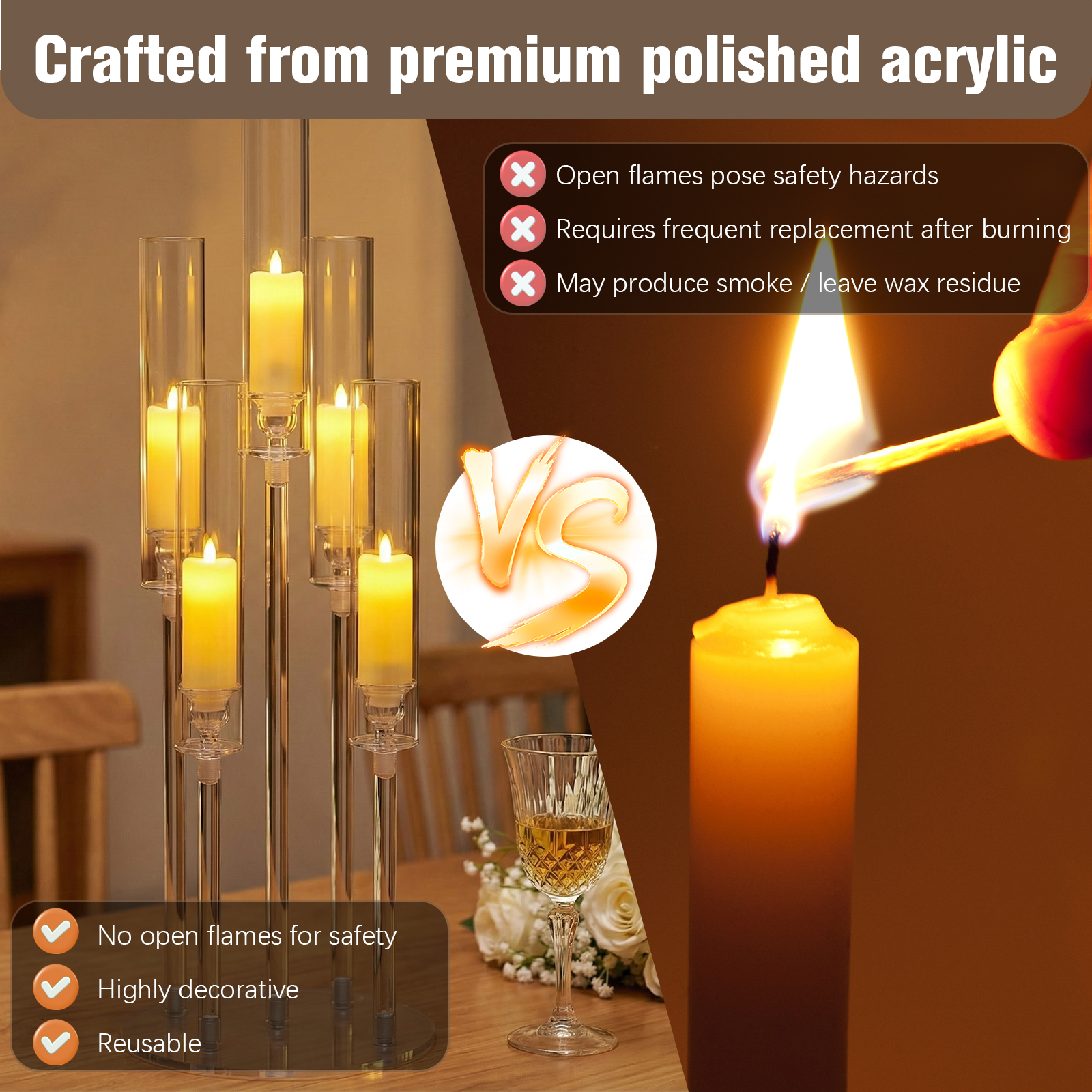 20/10PCS 5 Arm Acrylic Candles – Centerpiece Stick recenzja i cena