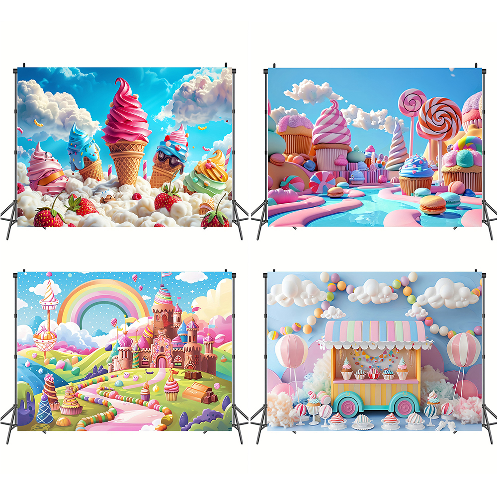 Sweet Ice Cream Theme Backdrop – Dessert Table Backdrop recenzja i cena
