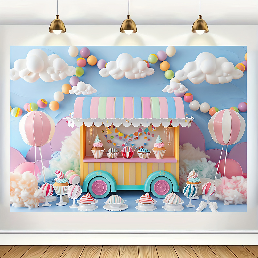 Sweet Ice Cream Theme Backdrop – Dessert Table Backdrop recenzja i cena