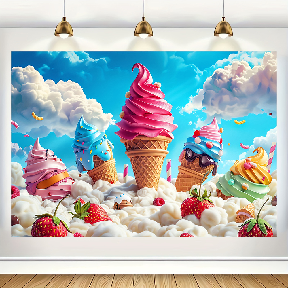 Sweet Ice Cream Theme Backdrop – Dessert Table Backdrop recenzja i cena