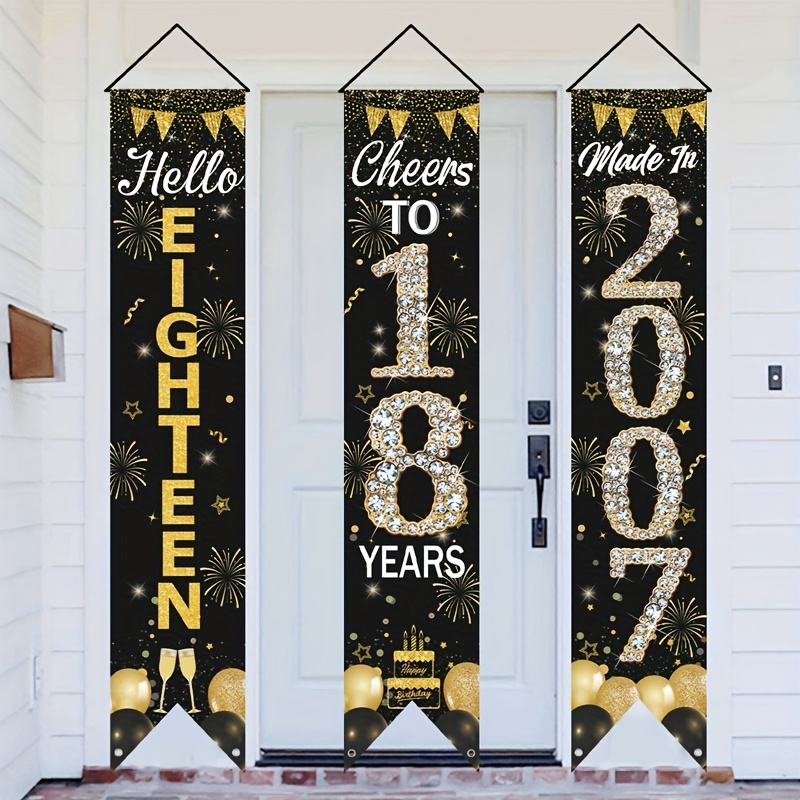 2D 3Pcs 18th Birthday Door Ban – Party Banner Gold recenzja i cena