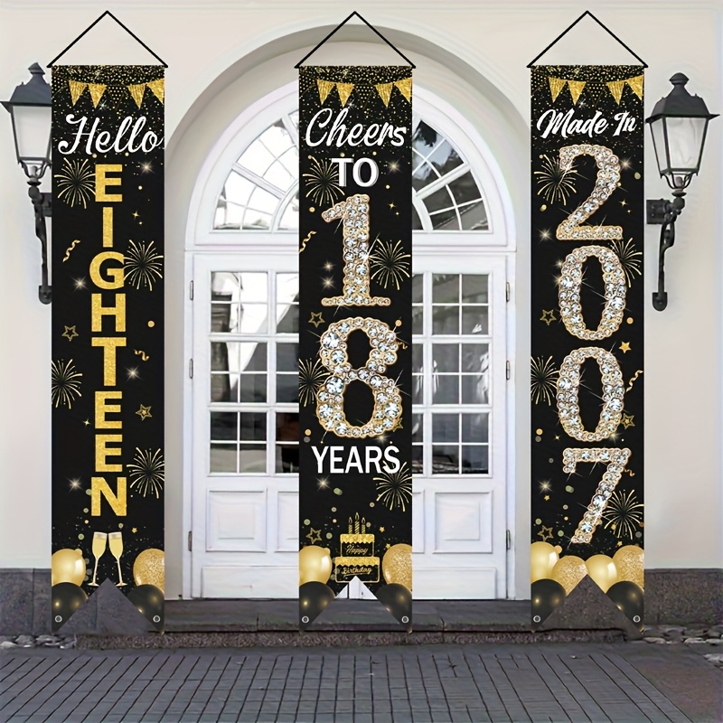 2D 3Pcs 18th Birthday Door Ban – Party Banner Gold recenzja i cena