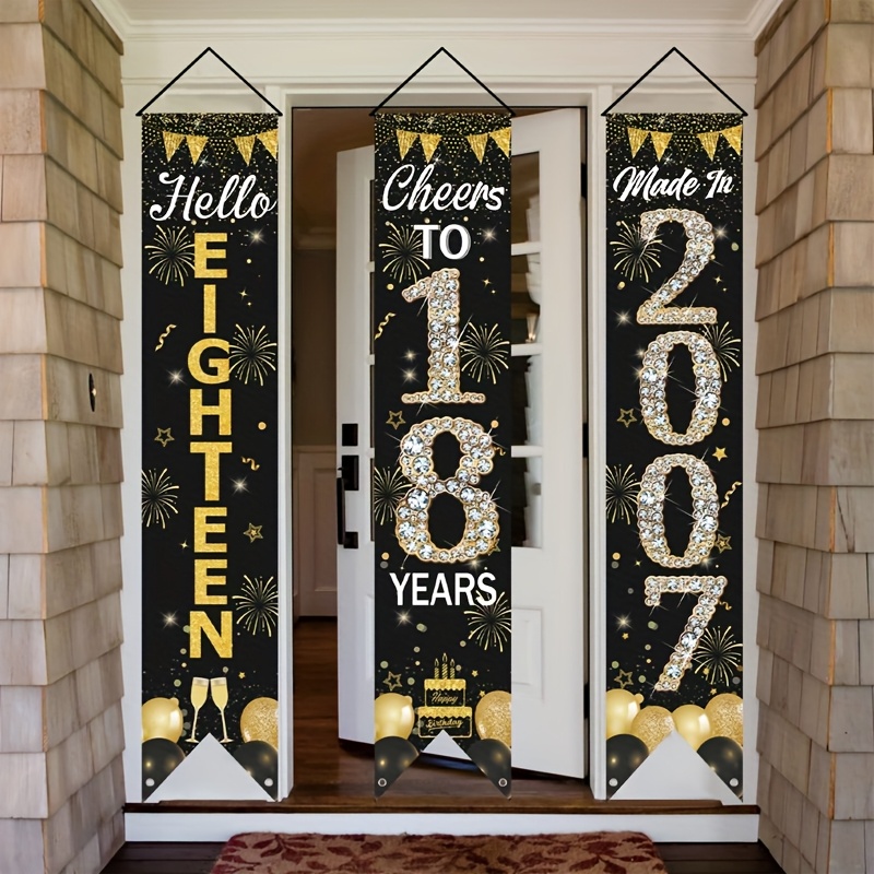 2D 3Pcs 18th Birthday Door Ban – Party Banner Gold recenzja i cena
