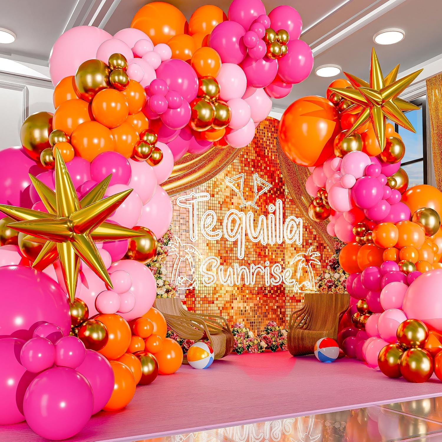 123Pcs Hot Pink Orange Metalli – Balloon Arch Kit recenzja i cena