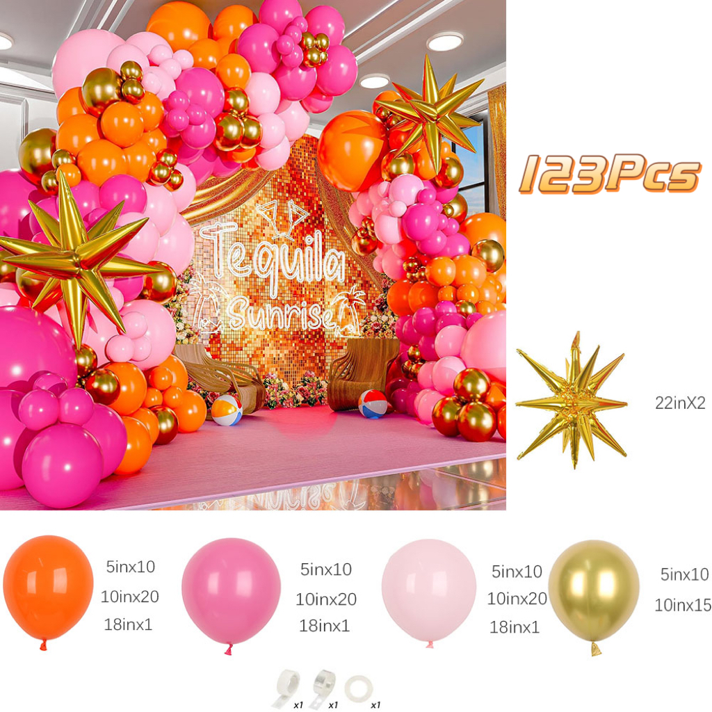123Pcs Hot Pink Orange Metalli – Balloon Arch Kit recenzja i cena