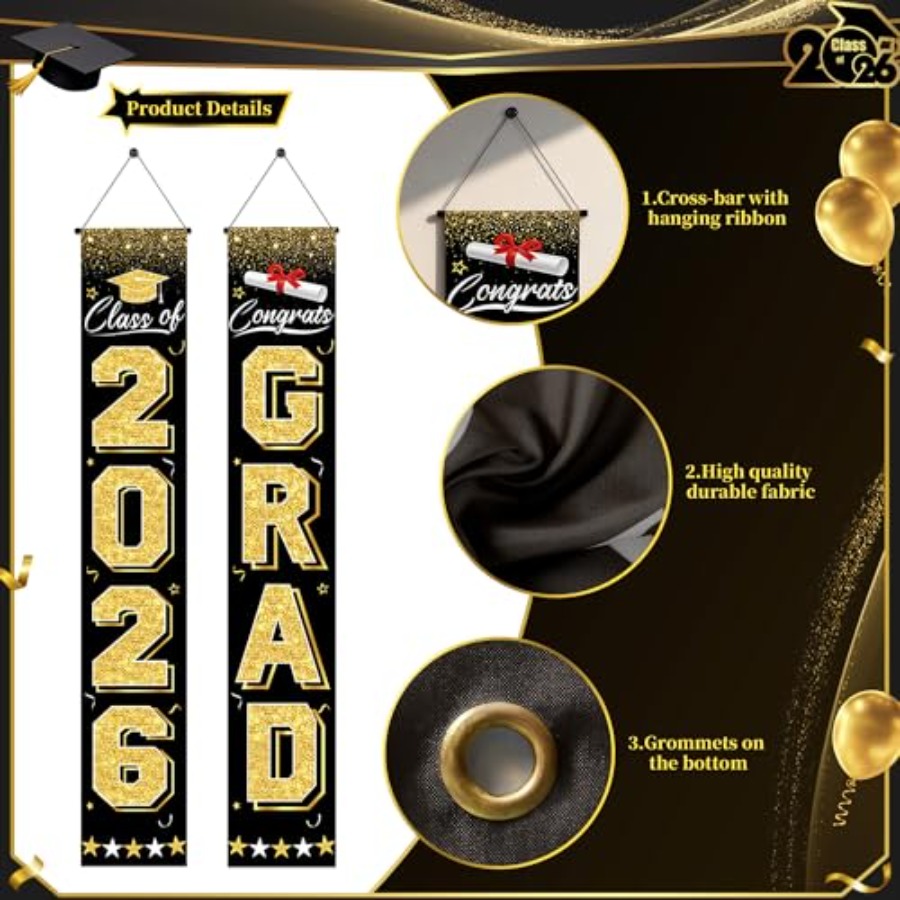 Graduation Decorations 2026 -  – Party Banner Gold recenzja i cena