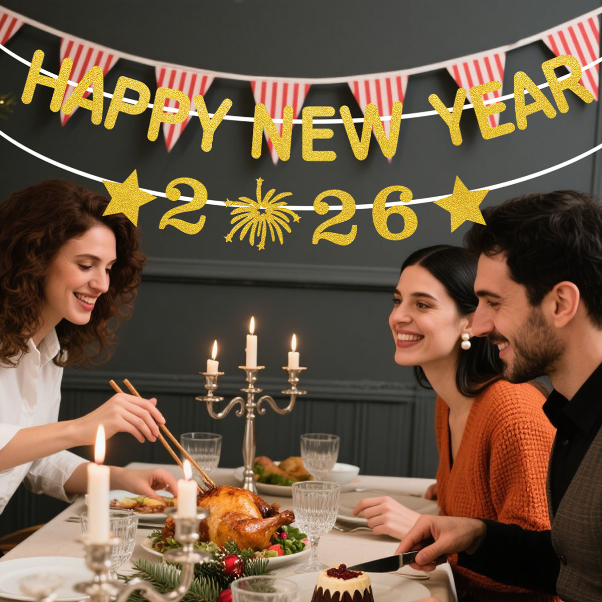 1Set 2026 Happy New Year Decor – Party Banner Gold recenzja i cena