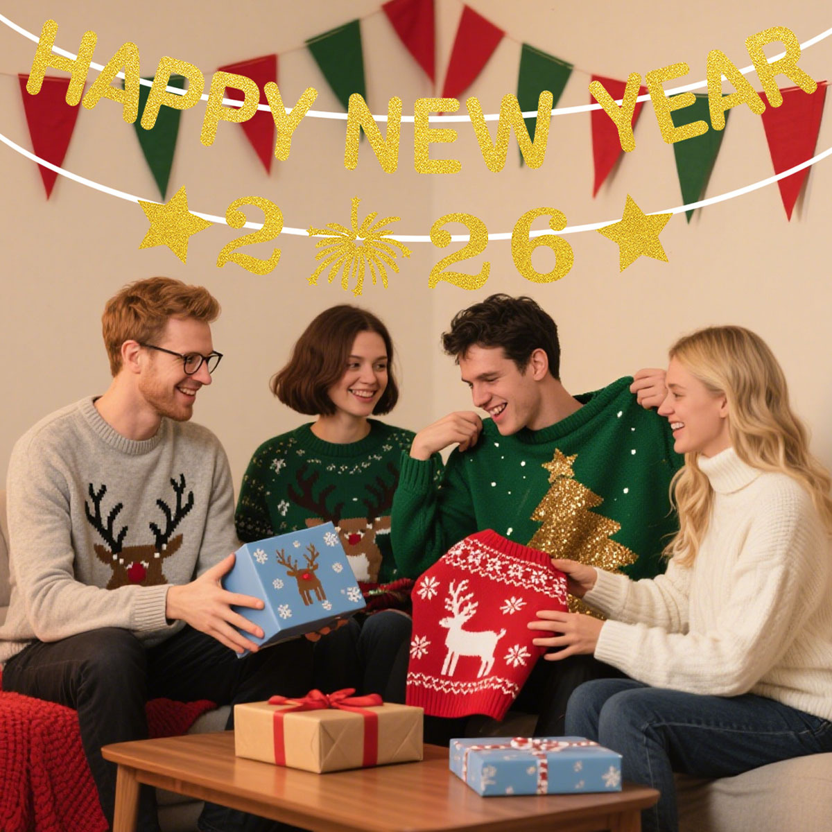 1Set 2026 Happy New Year Decor – Party Banner Gold recenzja i cena