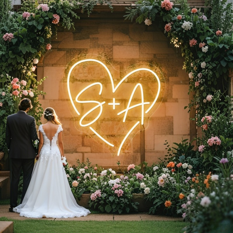 Custom Initials Heart LED Neon – Neon Sign Party recenzja i cena