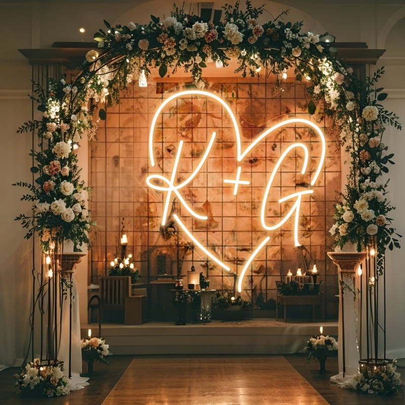 Custom Initials Heart LED Neon – Neon Sign Party recenzja i cena