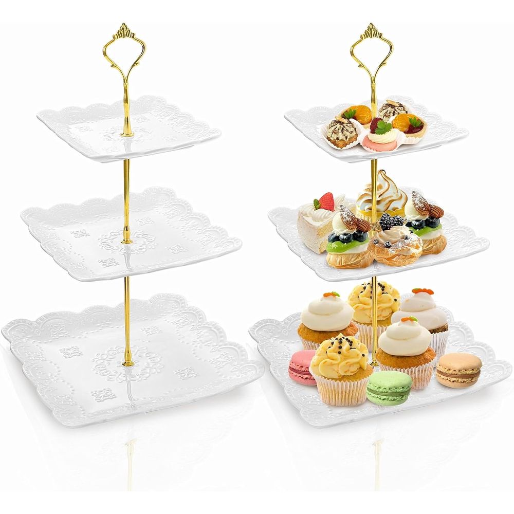 2 Pack 3-Tier White Ceramic Em – Cupcake Stand Tier recenzja i cena