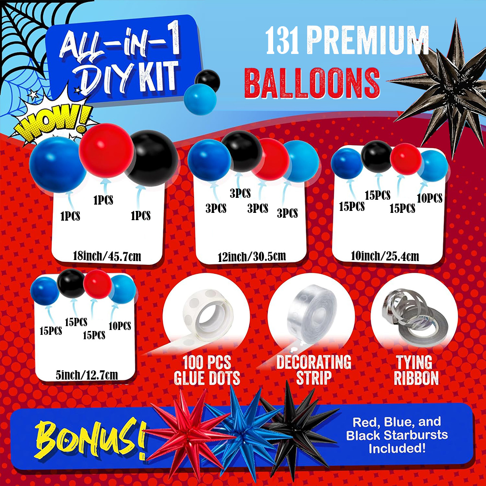 Black Red Blue Latex Balloons  – Balloon Arch Kit recenzja i cena