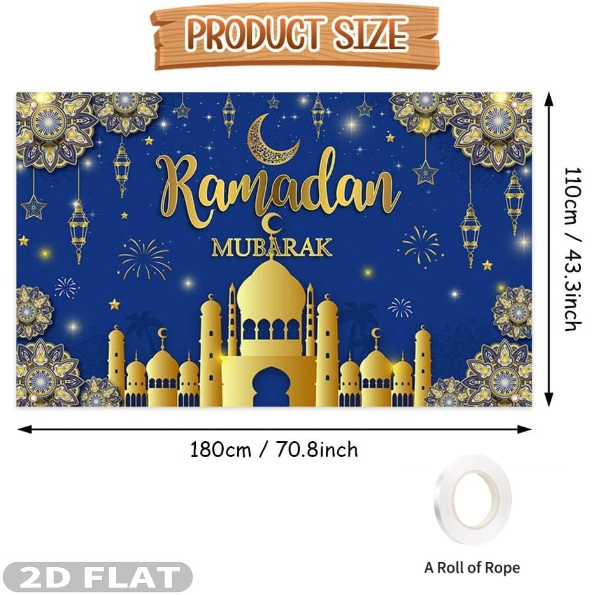 2D FLAT 1pc Ramadan Mubarak Fe – Party Banner Gold recenzja i cena