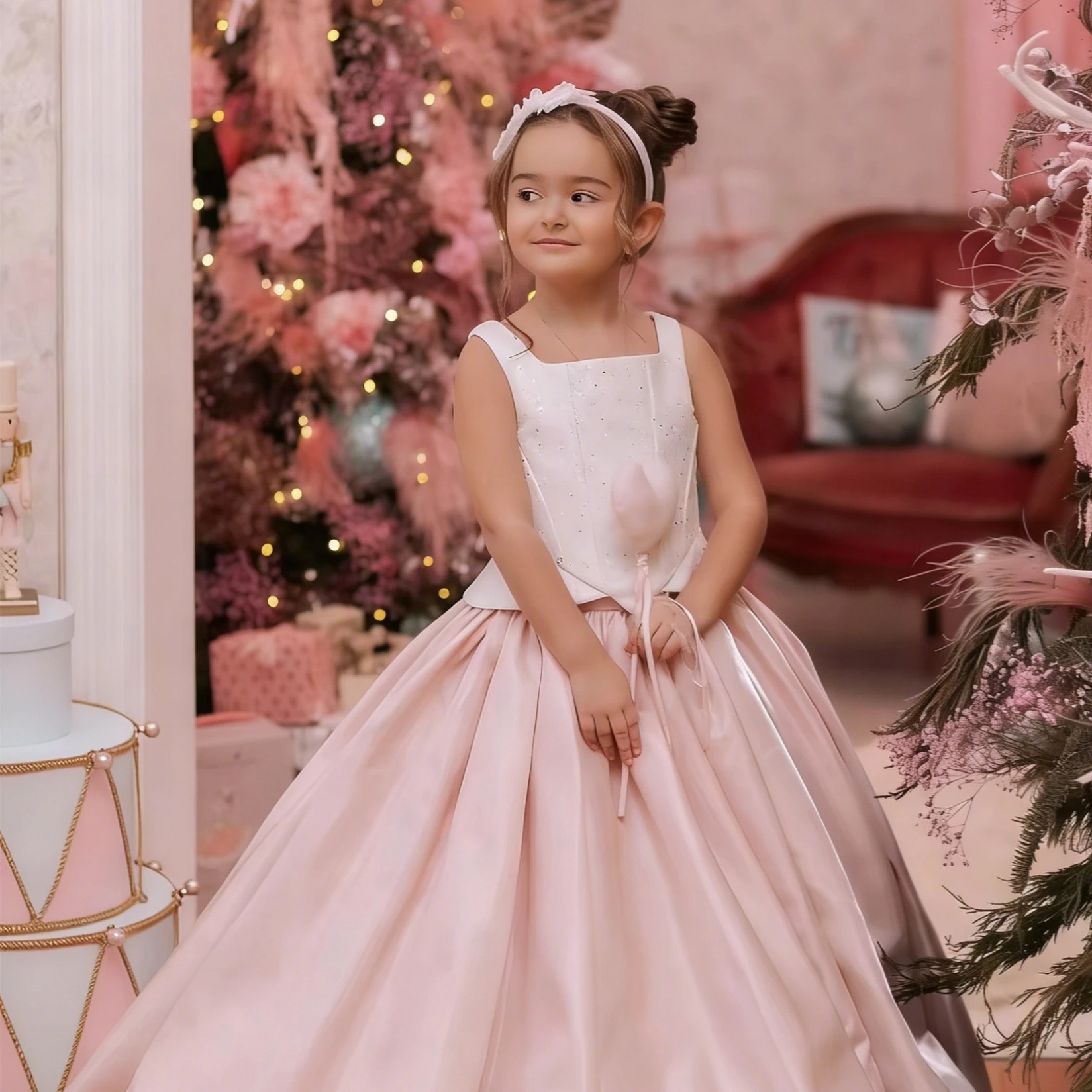 Customized Flower Girl Dress F – Birthday Sash Glitter recenzja i cena