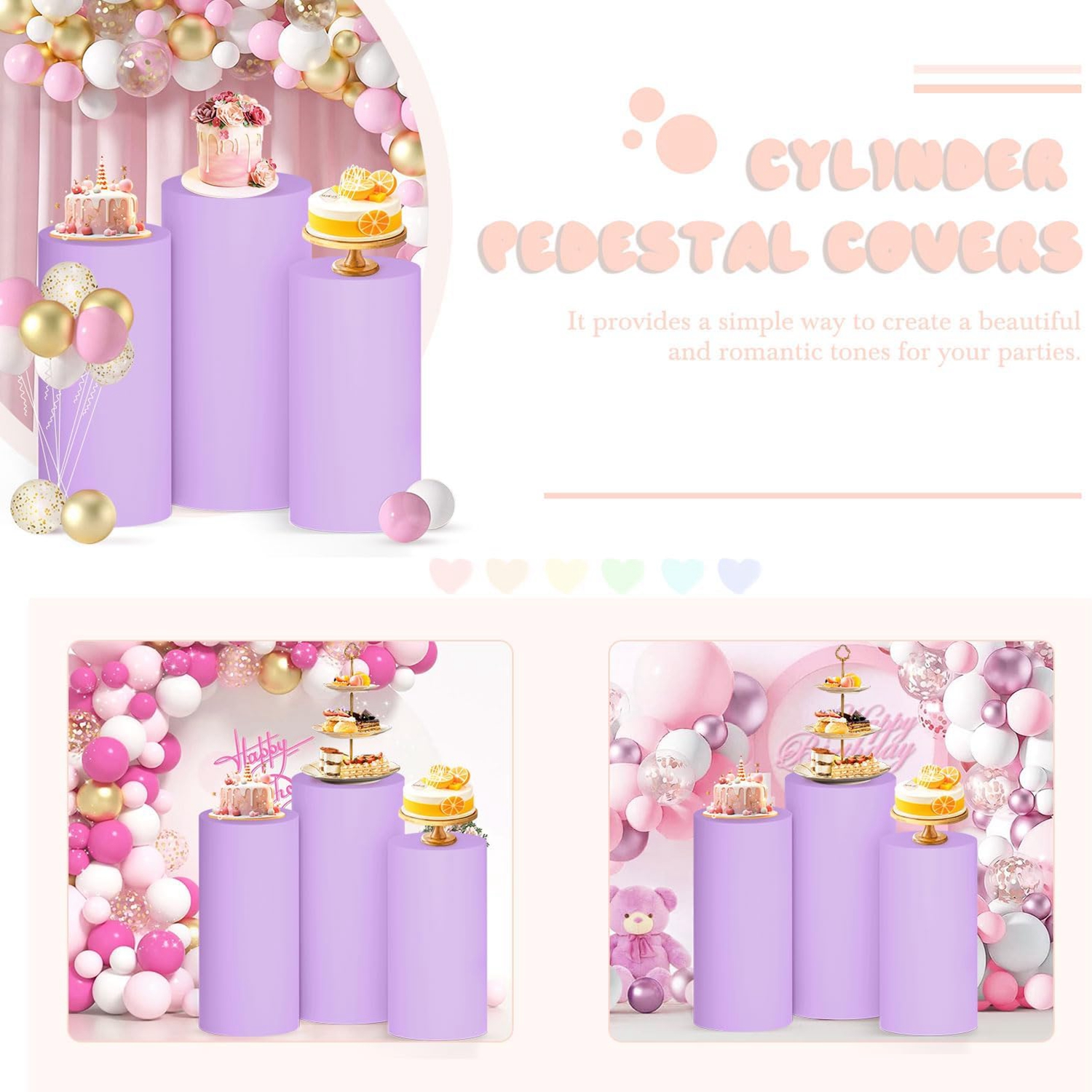 Yeele Purple Cylinder Stand Co – Dessert Table Backdrop recenzja i cena