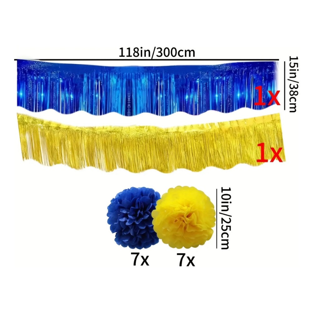 16Pcs Blue Gold Tissue Pom Pom – Party Banner Gold recenzja i cena