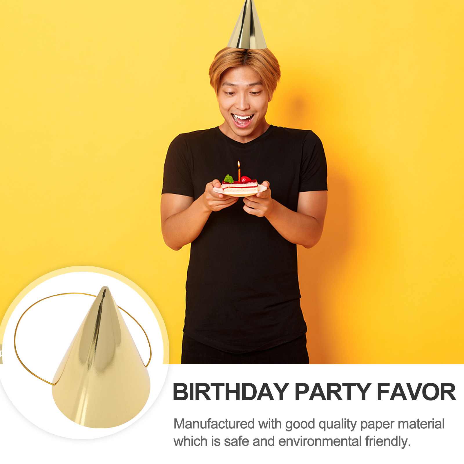 8Pcs Birthday Party Hats Gold  – Party Hat Cone recenzja i cena