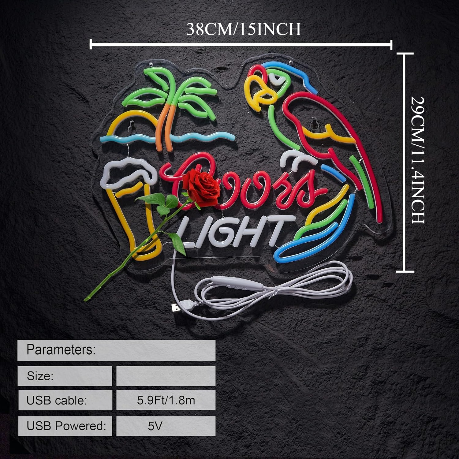 Bar Parrot Neon Sign Art Wall  – Neon Sign Party recenzja i cena