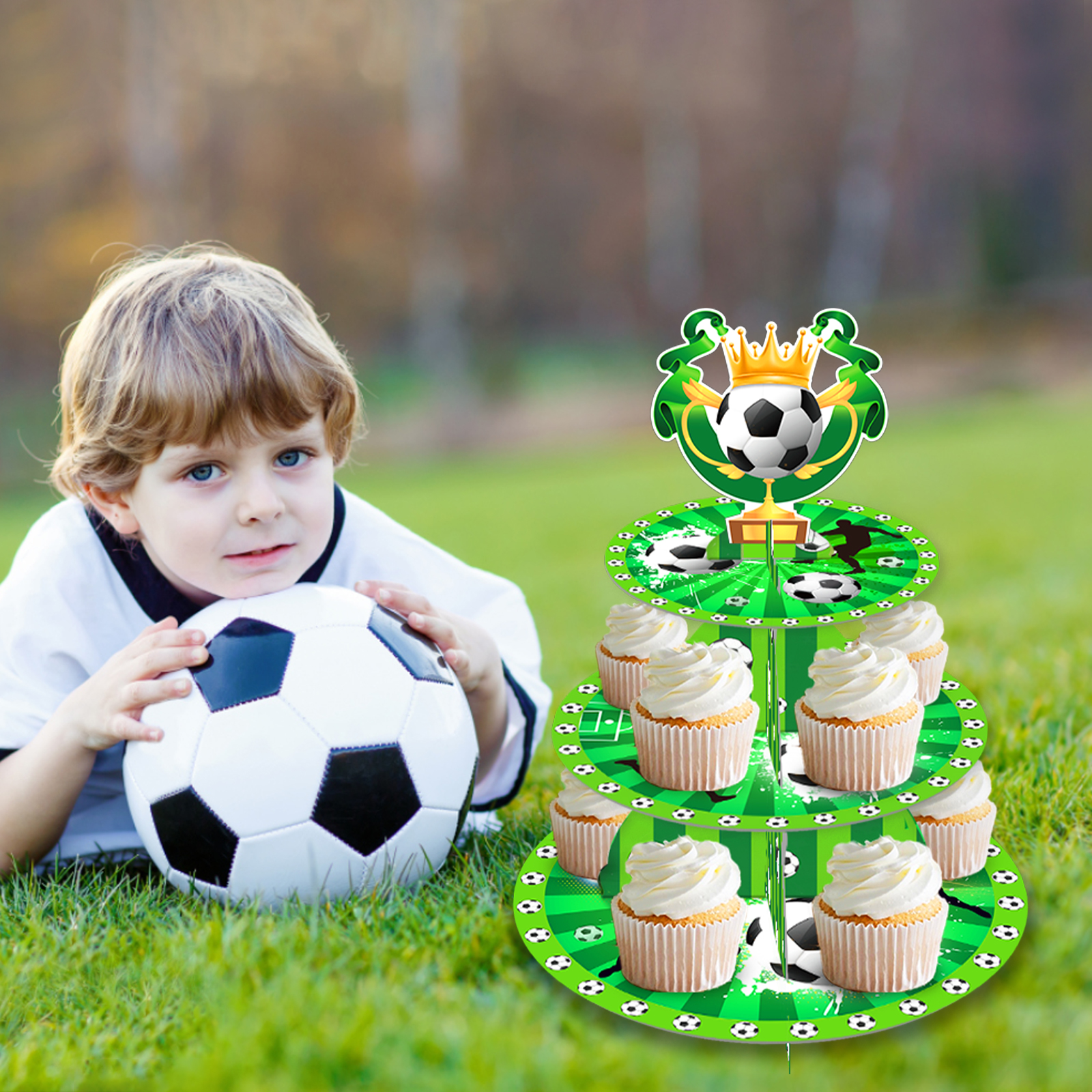 3 Tier Football Sports Soccer  – Cupcake Stand Tier recenzja i cena