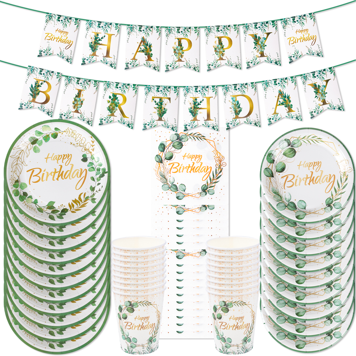 Green Eucalyptus Leaf Happy Bi – Table Cloth Disposable recenzja i cena