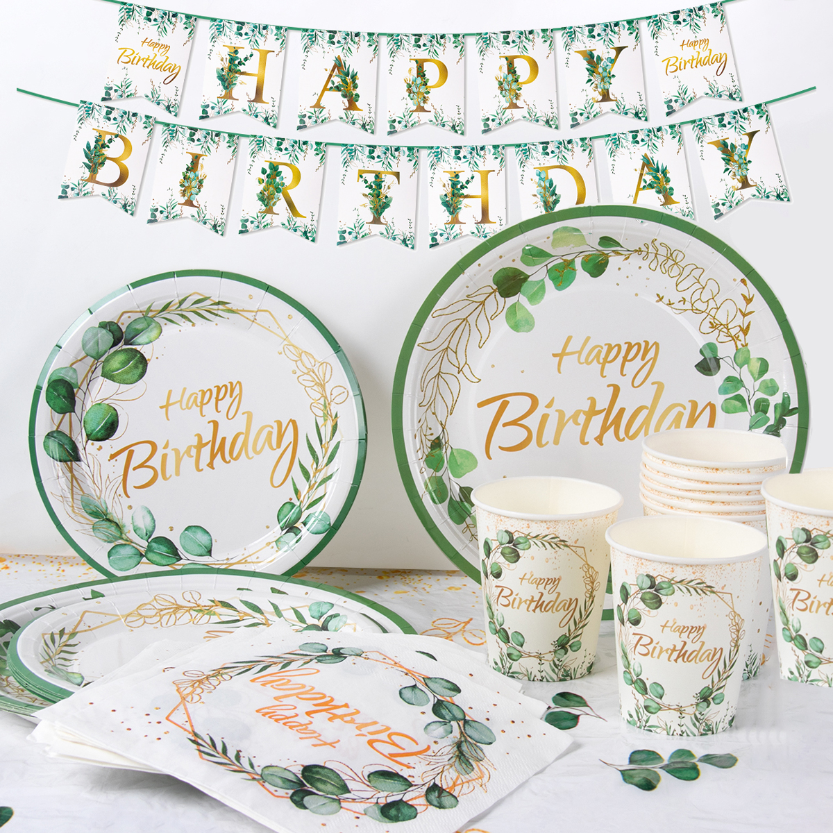 Green Eucalyptus Leaf Happy Bi – Table Cloth Disposable recenzja i cena