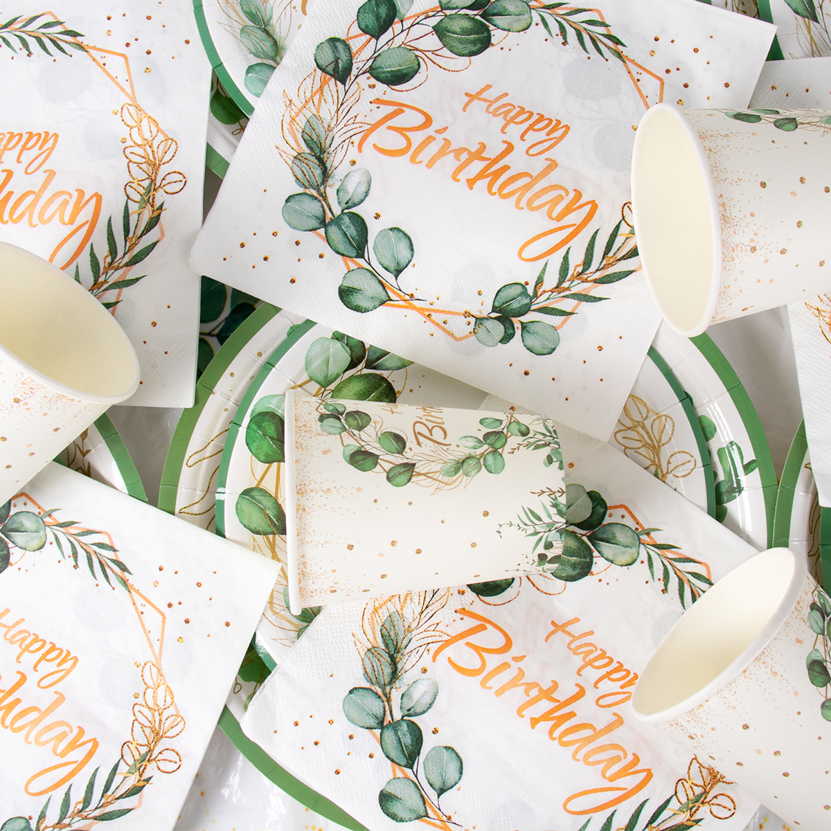 Green Eucalyptus Leaf Happy Bi – Table Cloth Disposable recenzja i cena